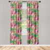 Ambesonne Hibiscus Curtains, Watercolor Silhouettes of Tropical Floral with Neutral Colors Boho Art, Window Treatments 2 Panel Set for Living Room Bedroom, Pair of – 28″ x 63″, Dark Coral Coral White(Fern Green Magenta)