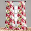 Ambesonne Hibiscus Curtains, Watercolor Silhouettes of Tropical Floral with Neutral Colors Boho Art, Window Treatments 2 Panel Set for Living Room Bedroom, Pair of – 28″ x 63″, Dark Coral Coral White(Laurel Green Dark Coral)