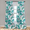 Ambesonne Hibiscus Curtains, Watercolor Silhouettes of Tropical Floral with Neutral Colors Boho Art, Window Treatments 2 Panel Set for Living Room Bedroom, Pair of – 28″ x 63″, Dark Coral Coral White(Dark Seafoam and Champagne)