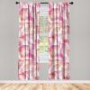 Ambesonne Hibiscus Curtains, Watercolor Silhouettes of Tropical Floral with Neutral Colors Boho Art, Window Treatments 2 Panel Set for Living Room Bedroom, Pair of – 28″ x 63″, Dark Coral Coral White(Hot Pink Dark Salmon)