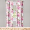Ambesonne Hibiscus Curtains, Watercolor Silhouettes of Tropical Floral with Neutral Colors Boho Art, Window Treatments 2 Panel Set for Living Room Bedroom, Pair of – 28″ x 63″, Dark Coral Coral White(Hot Pink Pistachio Green)