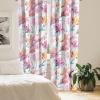 Ambesonne Hibiscus Curtains, Watercolor Silhouettes of Tropical Floral with Neutral Colors Boho Art, Window Treatments 2 Panel Set for Living Room Bedroom, Pair of – 28″ x 63″, Dark Coral Coral White(Sea Blue Rose Cream)