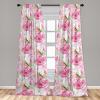 Ambesonne Hibiscus Curtains, Watercolor Silhouettes of Tropical Floral with Neutral Colors Boho Art, Window Treatments 2 Panel Set for Living Room Bedroom, Pair of – 28″ x 63″, Dark Coral Coral White(Hot Pink Pistachio Green)