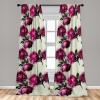 Ambesonne Hibiscus Curtains, Watercolor Silhouettes of Tropical Floral with Neutral Colors Boho Art, Window Treatments 2 Panel Set for Living Room Bedroom, Pair of – 28″ x 63″, Dark Coral Coral White(Forest Green Magenta)