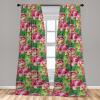Ambesonne Hibiscus Curtains, Watercolor Silhouettes of Tropical Floral with Neutral Colors Boho Art, Window Treatments 2 Panel Set for Living Room Bedroom, Pair of – 28″ x 63″, Dark Coral Coral White(Fern Green Magenta)
