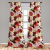 Ambesonne Poppy Curtains, Vintage Composition of Neutral Flowers Greenish Peduncles Romantic Vibes Art, Window Treatments 2 Panel Set for Living Room Bedroom, Pair of – 28″ x 63″, Blush Yellow Green(Dark Pink and Pastel Yellow)