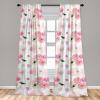 Ambesonne Retro Curtains, Sketch Style Continuous Neutral Colors Floral Motifs Lines Dreamy Artwork, Window Treatments 2 Panel Set for Living Room Bedroom, Pair of – 28″ x 63″, Soft Pink Pale Purple(Fern Green Soft Pink)