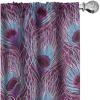 Ambesonne Boho Feathers Curtains, Vintage Japanese Feels Fuzz Sketch Pattern Neutral Colors Artwork, Window Treatments 2 Panel Set for Living Room Bedroom, Pair of – 28″ x 95″, Purple Charcoal Grey(Pale Azure Blue Indigo)