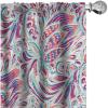 Ambesonne Boho Feathers Curtains, Vintage Japanese Feels Fuzz Sketch Pattern Neutral Colors Artwork, Window Treatments 2 Panel Set for Living Room Bedroom, Pair of – 28″ x 95″, Purple Charcoal Grey(Almond Green Magenta)