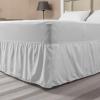 Ambesonne Floral Bedskirt, Soft Toned Flower Petals Traditional Oriental Leafy in Neutral Muted Tones, Bedroom Decor Wrap Around Elastic Bed Skirt Gathered Design, Queen, Pale Taupe and White