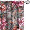 Ambesonne Floral Design Curtains, Tropical Themed Neutral Colors Boho Flowers Vintage with Leafy Art, Window Treatments 2 Panel Set for Living Room Bedroom, Pair of – 28″ x 63″, Dark Coral Pale Grey(Raspberry and Dark Green)
