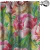 Ambesonne Hibiscus Curtains, Watercolor Silhouettes of Tropical Floral with Neutral Colors Boho Art, Window Treatments 2 Panel Set for Living Room Bedroom, Pair of – 28″ x 63″, Dark Coral Coral White(Fern Green Magenta)