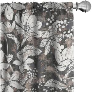 Ambesonne Birds and Nature Curtains, Cottagecore Vibe Neutral Colors Boho Animals and Flower Art, Window Treatments 2 Panel Set for Living Room Bedroom, Pair of – 28″ x 63″, Dark Lavender Pastel Pink(Warm Taupe Dimgray)
