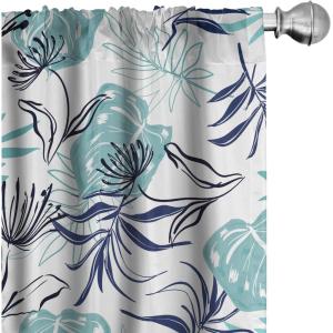 Ambesonne Birds and Nature Curtains, Cottagecore Vibe Neutral Colors Boho Animals and Flower Art, Window Treatments 2 Panel Set for Living Room Bedroom, Pair of – 28″ x 63″, Dark Lavender Pastel Pink(Seafoam White Dark Indigo)