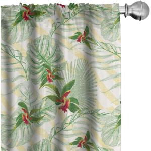 Ambesonne Birds and Nature Curtains, Cottagecore Vibe Neutral Colors Boho Animals and Flower Art, Window Treatments 2 Panel Set for Living Room Bedroom, Pair of – 28″ x 63″, Dark Lavender Pastel Pink(Fern Green Beige Magenta)