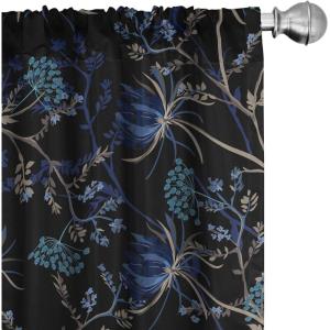Ambesonne Birds and Nature Curtains, Cottagecore Vibe Neutral Colors Boho Animals and Flower Art, Window Treatments 2 Panel Set for Living Room Bedroom, Pair of – 28″ x 63″, Dark Lavender Pastel Pink(Dark Indigo and Pale Camel)