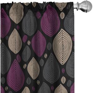 Ambesonne Birds and Nature Curtains, Cottagecore Vibe Neutral Colors Boho Animals and Flower Art, Window Treatments 2 Panel Set for Living Room Bedroom, Pair of – 28″ x 63″, Dark Lavender Pastel Pink(Purple Dark Grey Tan)