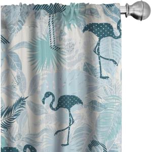 Ambesonne Birds and Nature Curtains, Cottagecore Vibe Neutral Colors Boho Animals and Flower Art, Window Treatments 2 Panel Set for Living Room Bedroom, Pair of – 28″ x 63″, Dark Lavender Pastel Pink(Dark Teal Dark Seafoam)