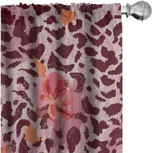 Ambesonne Birds and Nature Curtains, Cottagecore Vibe Neutral Colors Boho Animals and Flower Art, Window Treatments 2 Panel Set for Living Room Bedroom, Pair of – 28″ x 63″, Dark Lavender Pastel Pink(Rose Dark Coral Vermilion)