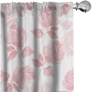 Ambesonne Blooming Flowers Curtains, Simple Design Floral Sketch Pattern with Neutral Leaves Art, Window Treatments 2 Panel Set for Living Room Bedroom, Pair of – 28″ x 95″, Dark Coral Dimgray White(Rose White Blush)