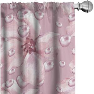 Ambesonne Blooming Flowers Curtains, Simple Design Floral Sketch Pattern with Neutral Leaves Art, Window Treatments 2 Panel Set for Living Room Bedroom, Pair of – 28″ x 95″, Dark Coral Dimgray White(Lilac Pale Pink White)