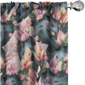 Ambesonne Blooming Flowers Curtains, Simple Design Floral Sketch Pattern with Neutral Leaves Art, Window Treatments 2 Panel Set for Living Room Bedroom, Pair of – 28″ x 95″, Dark Coral Dimgray White(Dark Teal Pale Pink)