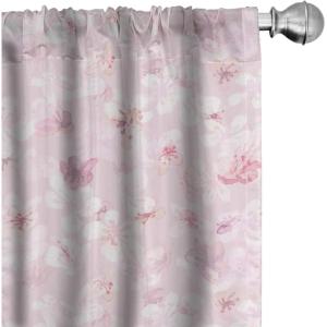 Ambesonne Blooming Flowers Curtains, Simple Design Floral Sketch Pattern with Neutral Leaves Art, Window Treatments 2 Panel Set for Living Room Bedroom, Pair of – 28″ x 95″, Dark Coral Dimgray White(Pale Pink Lilac White)