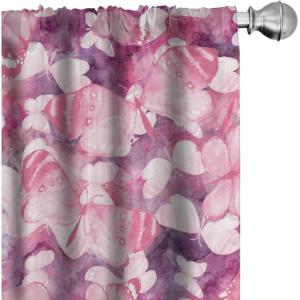 Ambesonne Blooming Flowers Curtains, Simple Design Floral Sketch Pattern with Neutral Leaves Art, Window Treatments 2 Panel Set for Living Room Bedroom, Pair of – 28″ x 95″, Dark Coral Dimgray White(Hot Pink Dark Magenta)