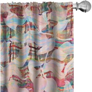 Ambesonne Blooming Flowers Curtains, Simple Design Floral Sketch Pattern with Neutral Leaves Art, Window Treatments 2 Panel Set for Living Room Bedroom, Pair of – 28″ x 95″, Dark Coral Dimgray White(Blush Multicolor)