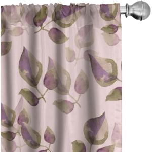 Ambesonne Blooming Flowers Curtains, Simple Design Floral Sketch Pattern with Neutral Leaves Art, Window Treatments 2 Panel Set for Living Room Bedroom, Pair of – 28″ x 95″, Dark Coral Dimgray White(Green Peacock Pink)