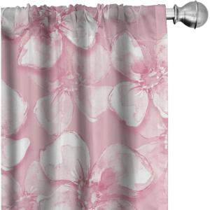 Ambesonne Blooming Flowers Curtains, Simple Design Floral Sketch Pattern with Neutral Leaves Art, Window Treatments 2 Panel Set for Living Room Bedroom, Pair of – 28″ x 95″, Dark Coral Dimgray White(Pastel Pink Pale Rose)
