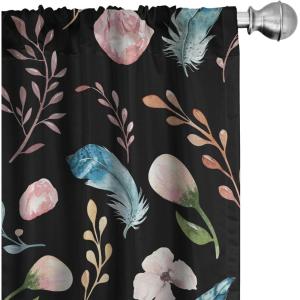 Ambesonne Blooming Flowers Curtains, Simple Design Floral Sketch Pattern with Neutral Leaves Art, Window Treatments 2 Panel Set for Living Room Bedroom, Pair of – 28″ x 95″, Dark Coral Dimgray White(Pale Pink Charcoal Grey)