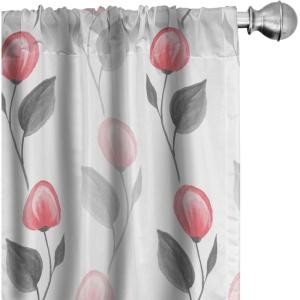 Ambesonne Blooming Flowers Curtains, Simple Design Floral Sketch Pattern with Neutral Leaves Art, Window Treatments 2 Panel Set for Living Room Bedroom, Pair of – 28″ x 95″, Dark Coral Dimgray White(Dark Coral Dimgray White)