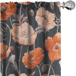 Ambesonne Blooming Roses Curtains, Night Jungle Vibe Flowers Boho with Neutral Leafy Peduncles, Window Treatments 2 Panel Set for Living Room Bedroom, Pair of – 28″ x 84″, Dark Sea Green Dark Coral(Cinnamon Pale Chocolate)