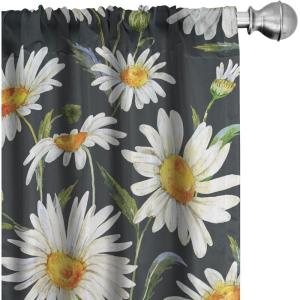 Ambesonne Blooming Roses Curtains, Night Jungle Vibe Flowers Boho with Neutral Leafy Peduncles, Window Treatments 2 Panel Set for Living Room Bedroom, Pair of – 28″ x 84″, Dark Sea Green Dark Coral(Burnt Orange and Olive Green)