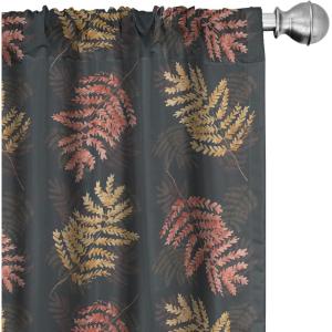 Ambesonne Blooming Roses Curtains, Night Jungle Vibe Flowers Boho with Neutral Leafy Peduncles, Window Treatments 2 Panel Set for Living Room Bedroom, Pair of – 28″ x 84″, Dark Sea Green Dark Coral(Sand Brown Cinnamon)
