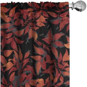 Ambesonne Blooming Roses Curtains, Night Jungle Vibe Flowers Boho with Neutral Leafy Peduncles, Window Treatments 2 Panel Set for Living Room Bedroom, Pair of – 28″ x 84″, Dark Sea Green Dark Coral(Burgundy Ruby)