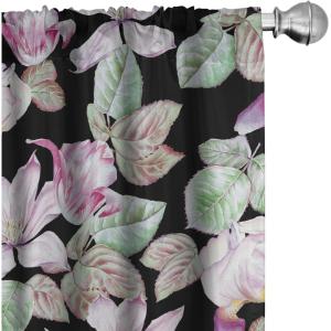 Ambesonne Boho Feathers Curtains, Vintage Japanese Feels Fuzz Sketch Pattern Neutral Colors Artwork, Window Treatments 2 Panel Set for Living Room Bedroom, Pair of – 28″ x 95″, Purple Charcoal Grey(Fern Green Lilac)