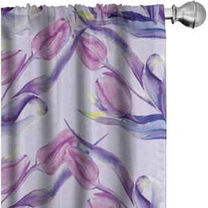Ambesonne Boho Feathers Curtains, Vintage Japanese Feels Fuzz Sketch Pattern Neutral Colors Artwork, Window Treatments 2 Panel Set for Living Room Bedroom, Pair of – 28″ x 95″, Purple Charcoal Grey(Pale Fuchsia Indigo)