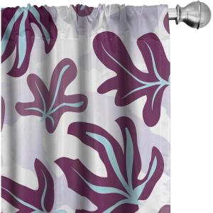 Ambesonne Boho Feathers Curtains, Vintage Japanese Feels Fuzz Sketch Pattern Neutral Colors Artwork, Window Treatments 2 Panel Set for Living Room Bedroom, Pair of – 28″ x 95″, Purple Charcoal Grey(Eggplant Pale Blue Ivory)