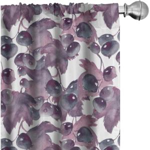 Ambesonne Boho Feathers Curtains, Vintage Japanese Feels Fuzz Sketch Pattern Neutral Colors Artwork, Window Treatments 2 Panel Set for Living Room Bedroom, Pair of – 28″ x 95″, Purple Charcoal Grey(Dried Rose Plum White)