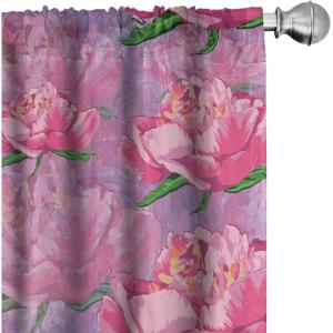 Ambesonne Boho Feathers Curtains, Vintage Japanese Feels Fuzz Sketch Pattern Neutral Colors Artwork, Window Treatments 2 Panel Set for Living Room Bedroom, Pair of – 28″ x 95″, Purple Charcoal Grey(Hot Pink Green Fuchsia)