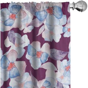 Ambesonne Boho Feathers Curtains, Vintage Japanese Feels Fuzz Sketch Pattern Neutral Colors Artwork, Window Treatments 2 Panel Set for Living Room Bedroom, Pair of – 28″ x 95″, Purple Charcoal Grey(Dark Magenta Pale Blue)