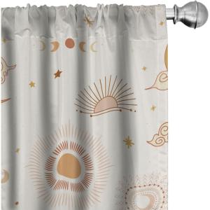 Ambesonne Boho Moth Curtains, Mystic Feel Wild Nature Wingy Animals with Trippy Colors Print Neutral, Window Treatments 2 Panel Set for Living Room Bedroom, Pair of – 28″ x 84″, Plum Purple Sea Blue(Pastel Brown and Pale Camel)