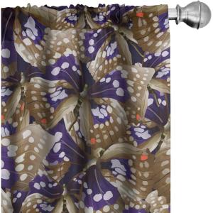 Ambesonne Boho Moth Curtains, Mystic Feel Wild Nature Wingy Animals with Trippy Colors Print Neutral, Window Treatments 2 Panel Set for Living Room Bedroom, Pair of – 28″ x 84″, Plum Purple Sea Blue(Dark Indigo Sepia and Umber)