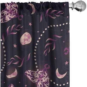 Ambesonne Boho Moth Curtains, Mystic Feel Wild Nature Wingy Animals with Trippy Colors Print Neutral, Window Treatments 2 Panel Set for Living Room Bedroom, Pair of – 28″ x 84″, Plum Purple Sea Blue(Plum Dark Magenta)