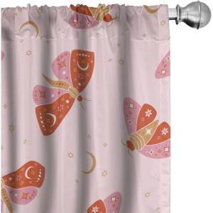 Ambesonne Boho Wings Curtains, Cottagecore Inspired Neutral Butterfly Pattern with Floral Ornaments, Window Treatments 2 Panel Set for Living Room Bedroom, Pair of – 28″ x 84″, Dark Sand Brown Taupe(Rose Cinnamon Pale Coffee)