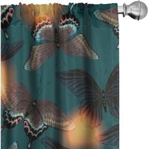 Ambesonne Boho Wings Curtains, Cottagecore Inspired Neutral Butterfly Pattern with Floral Ornaments, Window Treatments 2 Panel Set for Living Room Bedroom, Pair of – 28″ x 84″, Dark Sand Brown Taupe(Teal Marigold Cocoa)