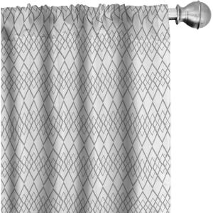 Ambesonne Damask Grey Curtains, Neutral Geometric Pattern with Repetitive Chained Rhombuses as Horizontal Order, Window Treatments 2 Panel Set for Living Room Bedroom, Pair of – 28″ x 84″, Grey White(Grey White)