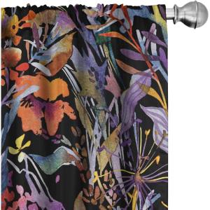 Ambesonne Delicate Roses Curtains, Neutral Vintage Floral Scene with Leafy Ornaments Romantic Print, Window Treatments 2 Panel Set for Living Room Bedroom, Pair of – 28″ x 63″, Pastel Pink Pale Grey(Blue Violet Vermilion)